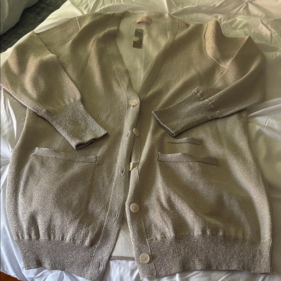 J. Crew Sweaters - NWT J. Crew Collection gold sparkly Cardigan Size XXL
